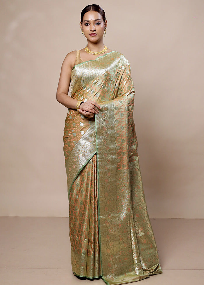 Green Tanchoi Silk Saree With Blouse Piece