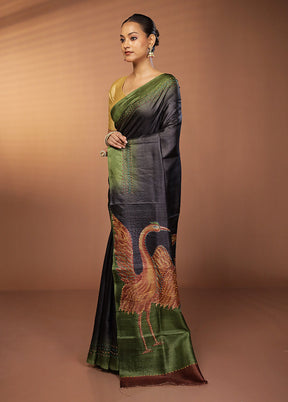 Multicolor Handloom Printed Pure Silk Saree With Blouse Piece