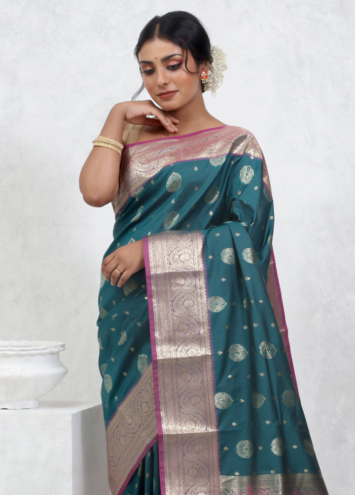 Green Kanjivaram Silk Saree With Blouse Piece - Indian Silk House Agencies