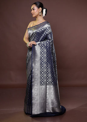 Blue Uppada Silk Saree With Blouse Piece