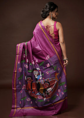 Pink Kantha Stitch Pure Silk Saree With Blouse Piece - Indian Silk House Agencies
