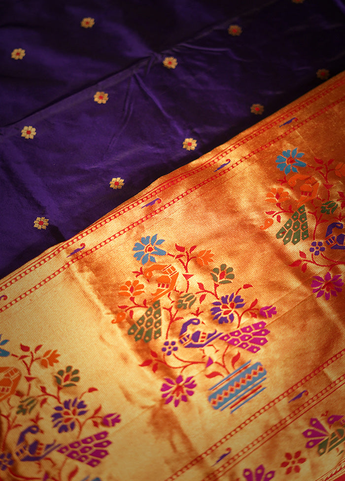 Blue Pure Paithani Kanjivaram Silk Saree With Blouse Piece - Indian Silk House Agencies