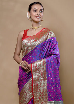 Purple Tanchoi Silk Saree With Blouse Piece