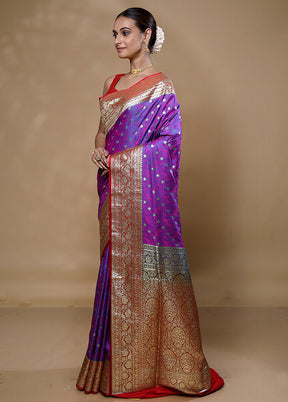 Purple Tanchoi Silk Saree With Blouse Piece