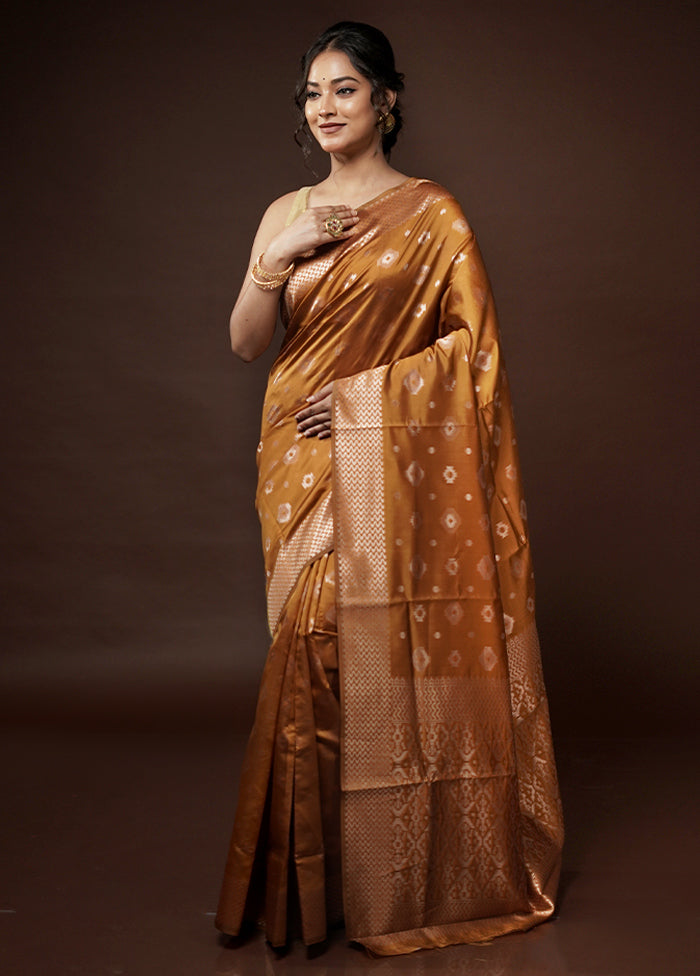 Orange Dupion Silk Saree With Blouse Piece - Indian Silk House Agencies