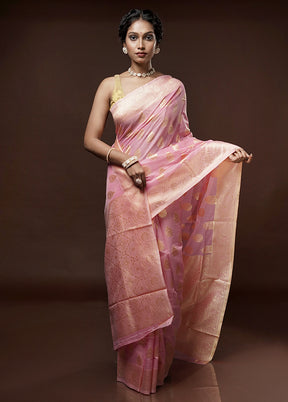 Pink Cotton Saree With Blouse Piece