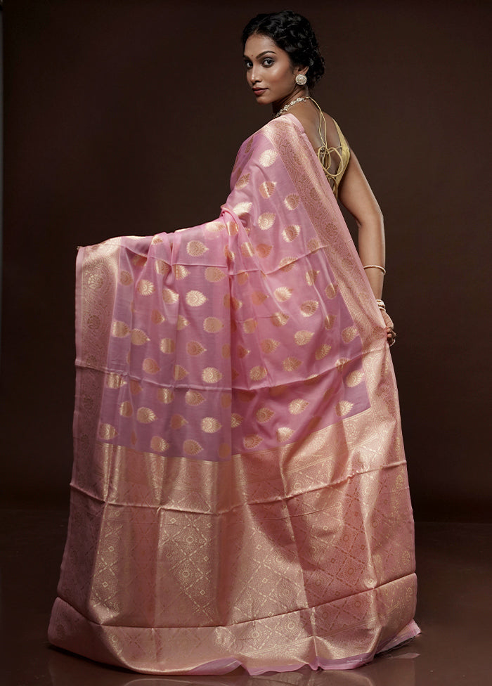 Pink Cotton Saree With Blouse Piece