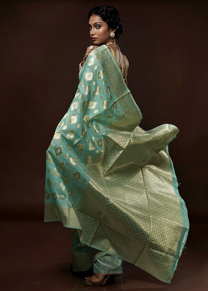 Green Cotton Saree With Blouse Piece - Indian Silk House Agencies