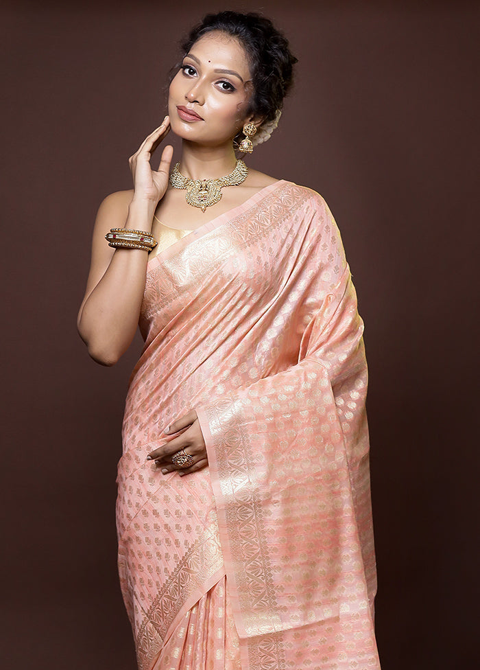 Pink Cotton Saree With Blouse Piece