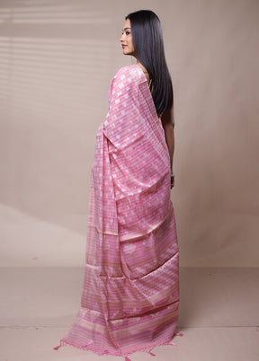 Pink Cotton Saree With Blouse Piece