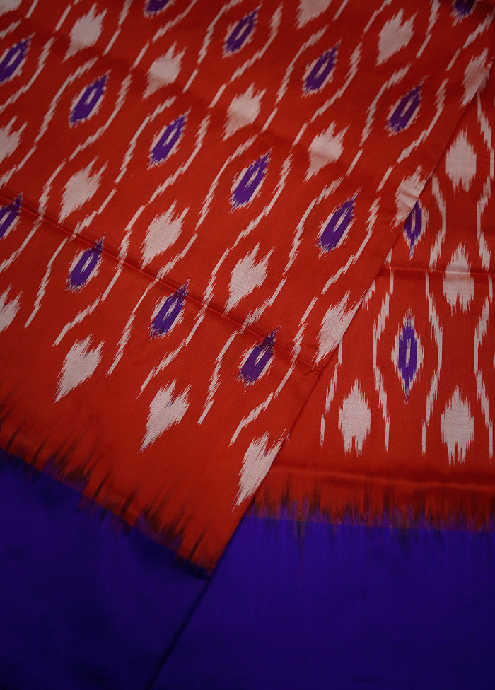 Red Ikkat Pure Silk Saree With Blouse Piece - Indian Silk House Agencies