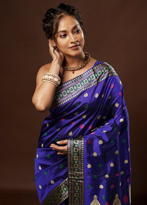 Blue Assam Pure Silk Saree With Blouse Piece - Indian Silk House Agencies