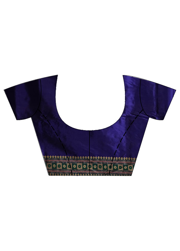 Blue Assam Pure Silk Saree With Blouse Piece