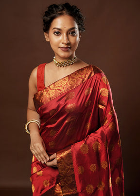 Maroon Assam Pure Silk Saree With Blouse Piece - Indian Silk House Agencies