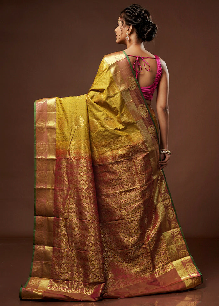 Green Kanjivaram Silk Saree With Blouse Piece - Indian Silk House Agencies