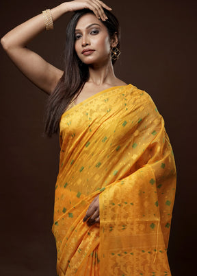 Yellow Cotton Saree With Blouse Piece - Indian Silk House Agencies