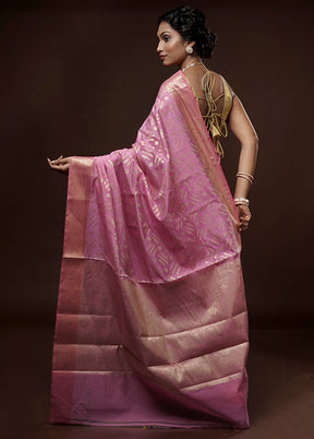 Pink Kora Silk Saree With Blouse Piece