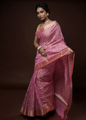 Pink Kora Silk Saree With Blouse Piece - Indian Silk House Agencies