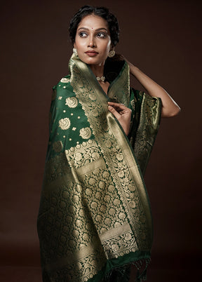 Green Dupion Silk Saree With Blouse Piece