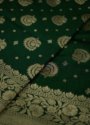 Green Dupion Silk Saree With Blouse Piece - Indian Silk House Agencies