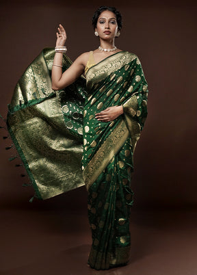 Green Dupion Silk Saree With Blouse Piece - Indian Silk House Agencies