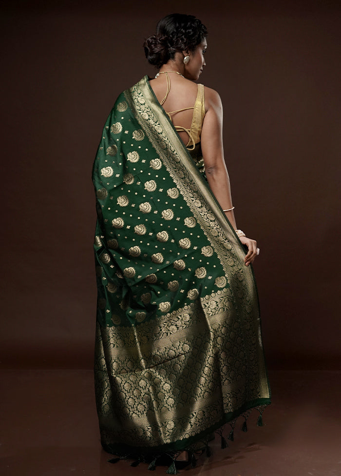 Green Dupion Silk Saree With Blouse Piece