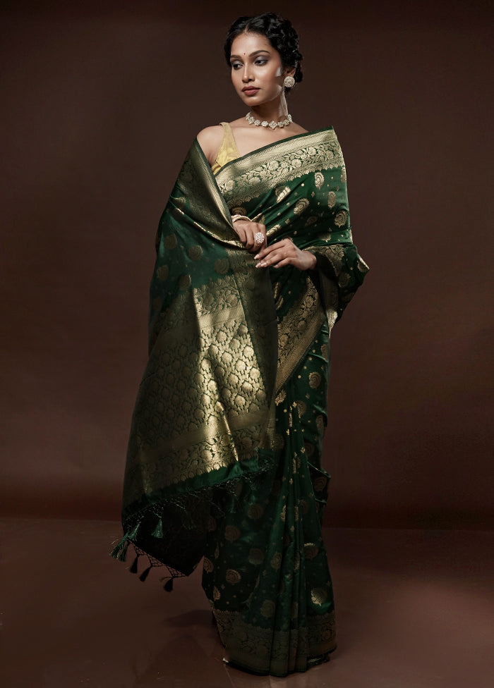 Green Dupion Silk Saree With Blouse Piece - Indian Silk House Agencies