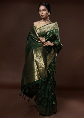 Green Dupion Silk Saree With Blouse Piece - Indian Silk House Agencies