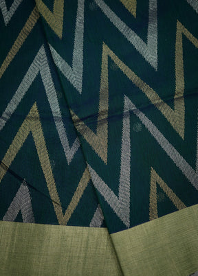 Green Chanderi Cotton Saree With Blouse Piece - Indian Silk House Agencies