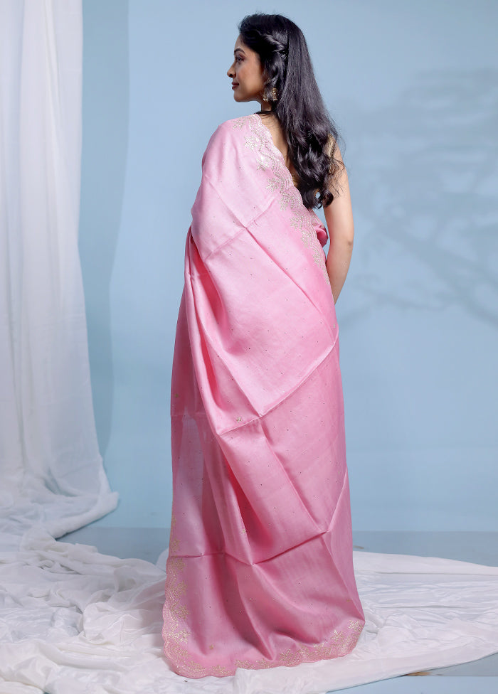 Pink Pure Organza Saree With Blouse Piece - Indian Silk House Agencies