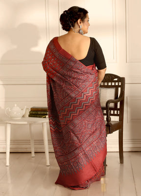 Maroon Tussar Pure Silk Saree With Blouse Piece - Indian Silk House Agencies