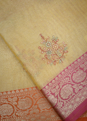 Yellow Tissue Silk Saree With Blouse Piece