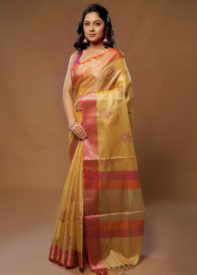 Yellow Tissue Silk Saree With Blouse Piece - Indian Silk House Agencies