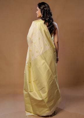 Cream Kanjivaram Silk Saree With Blouse Piece - Indian Silk House Agencies