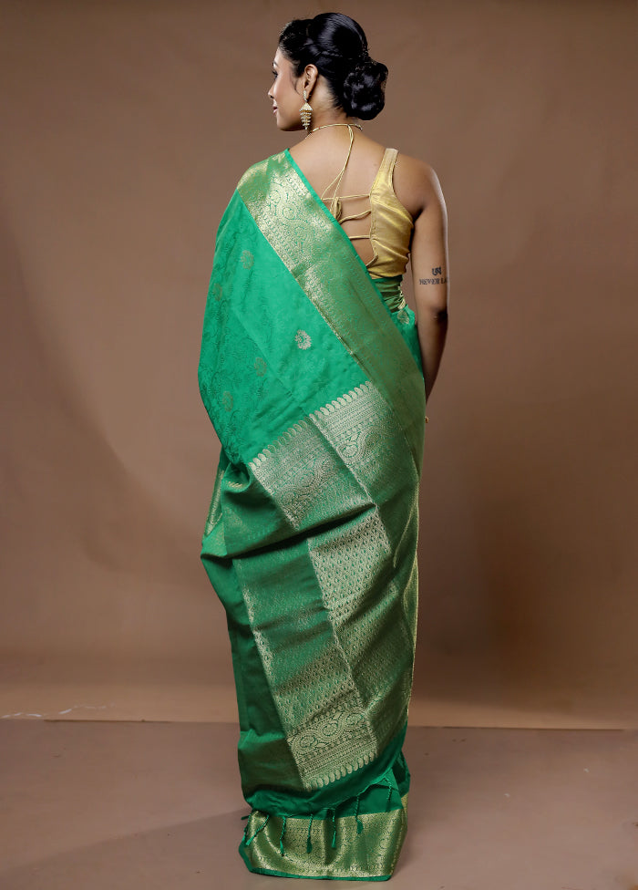 Green Kanjivaram Silk Saree With Blouse Piece - Indian Silk House Agencies