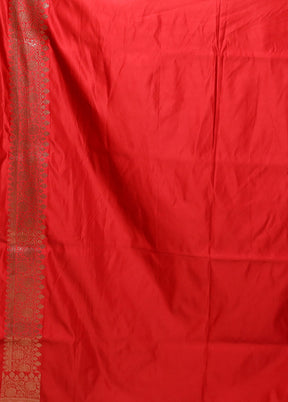 Red Banarasi Silk Saree With Blouse Piece