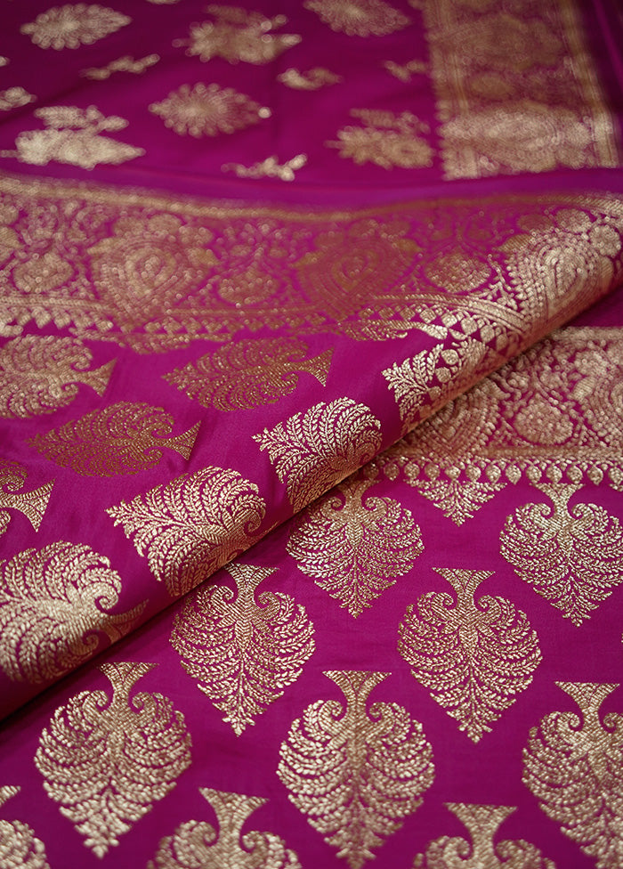 Pink Banarasi Silk Saree With Blouse Piece