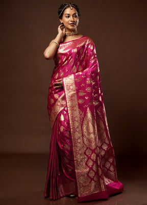 Pink Banarasi Silk Saree With Blouse Piece - Indian Silk House Agencies