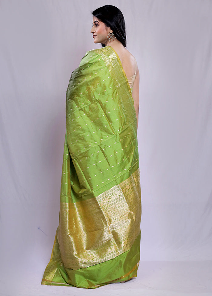 Green Katan Pure Silk Saree With Blouse Piece - Indian Silk House Agencies