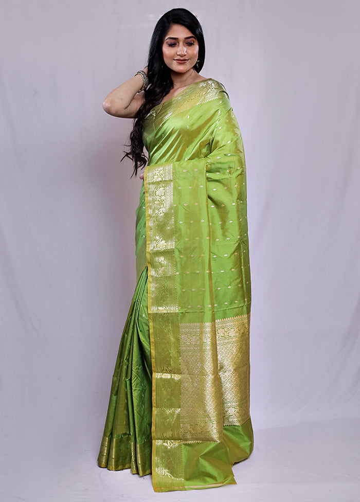 Green Katan Pure Silk Saree With Blouse Piece - Indian Silk House Agencies