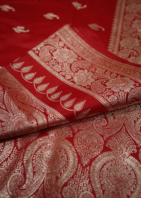 Red Banarasi Silk Saree With Blouse Piece - Indian Silk House Agencies