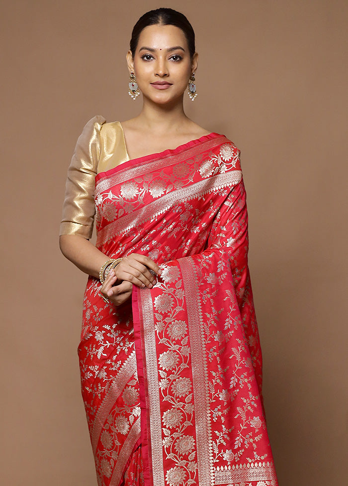 Pink Uppada Silk Saree With Blouse Piece