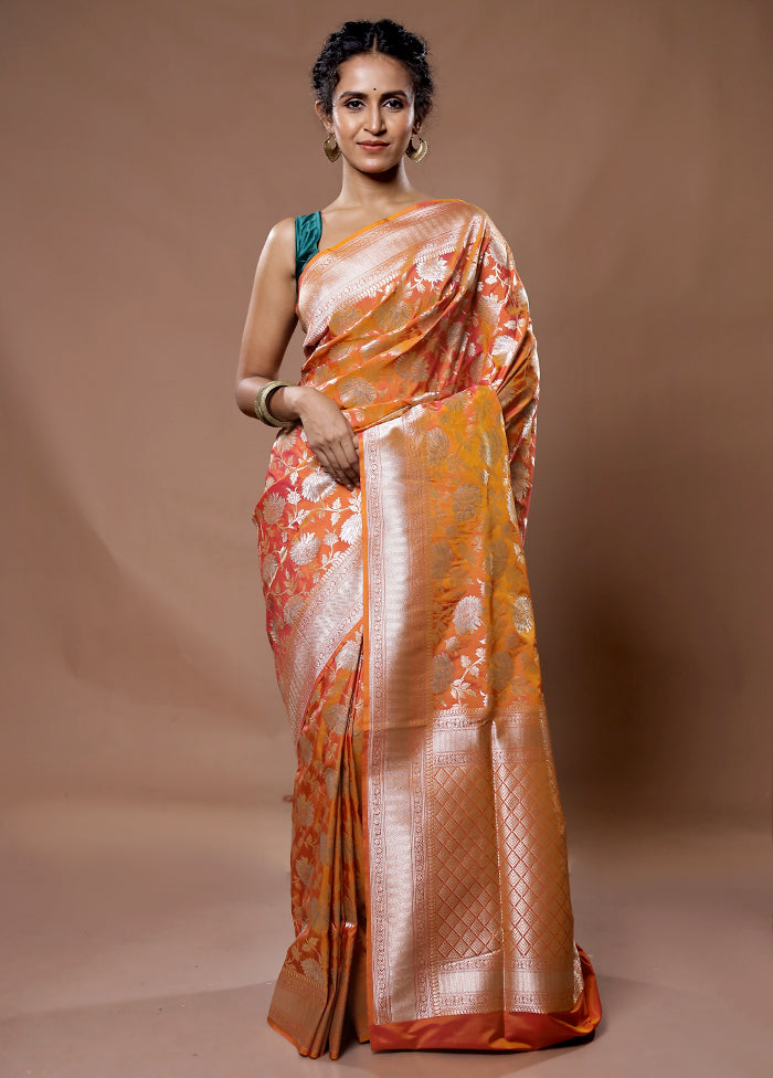 Rust Uppada Silk Saree With Blouse Piece - Indian Silk House Agencies