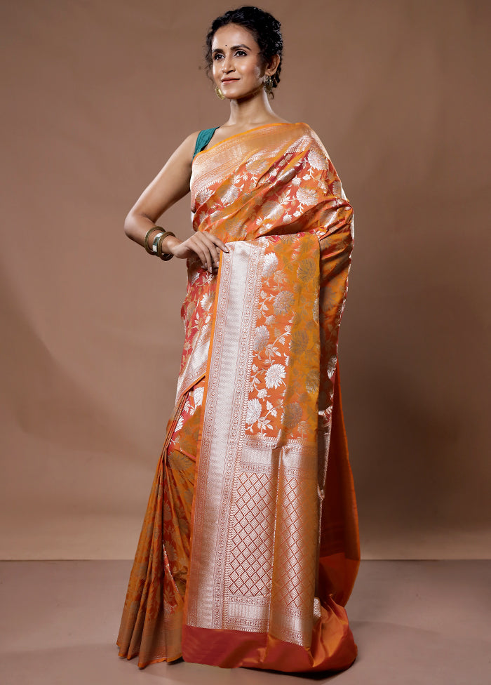 Rust Uppada Silk Saree With Blouse Piece - Indian Silk House Agencies