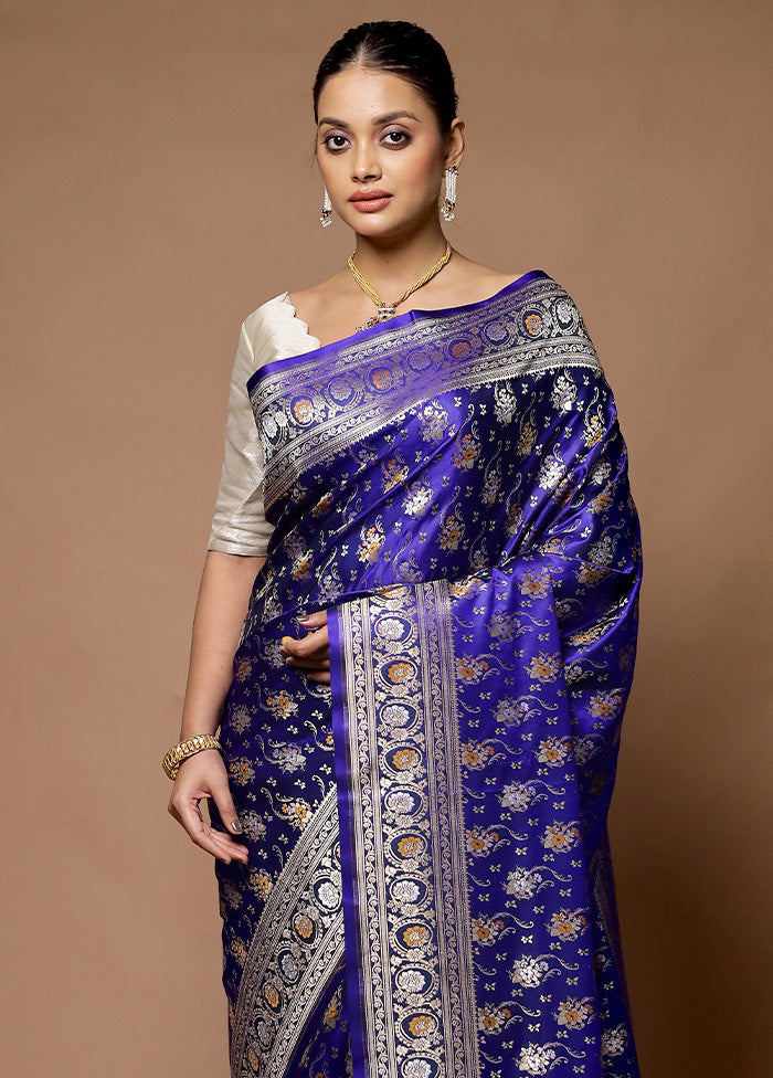 Blue Handloom Uppada Pure Silk Saree With Blouse Piece