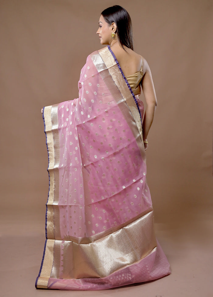 Pink Organza Saree With Blouse Piece - Indian Silk House Agencies