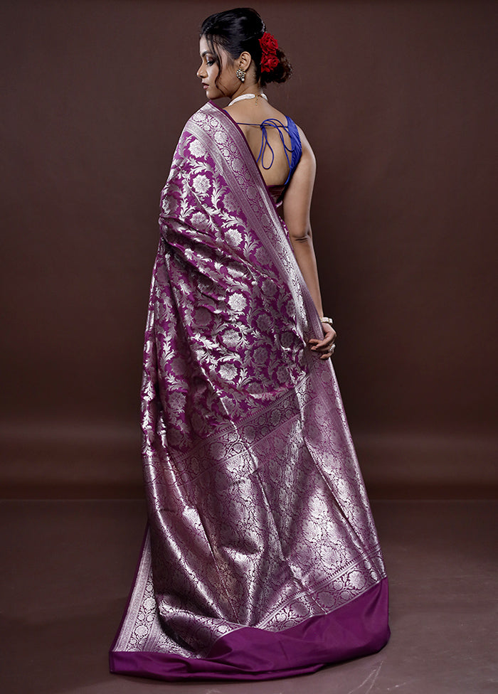 Purple Uppada Silk Saree Without Blouse Piece - Indian Silk House Agencies