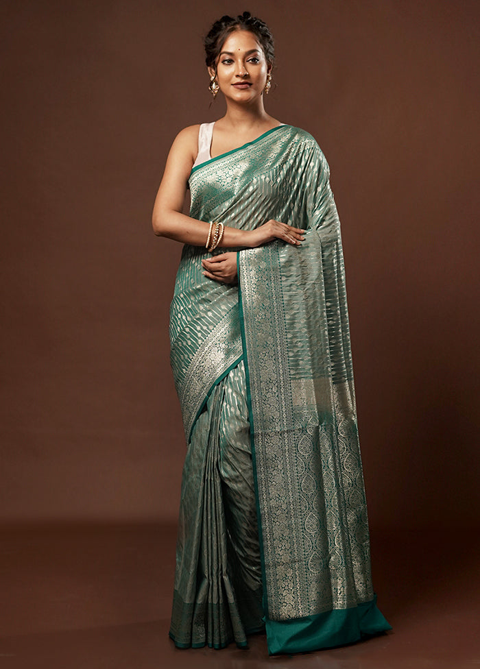 Green Uppada Silk Saree With Blouse Piece - Indian Silk House Agencies