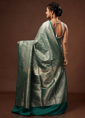 Green Uppada Silk Saree With Blouse Piece - Indian Silk House Agencies