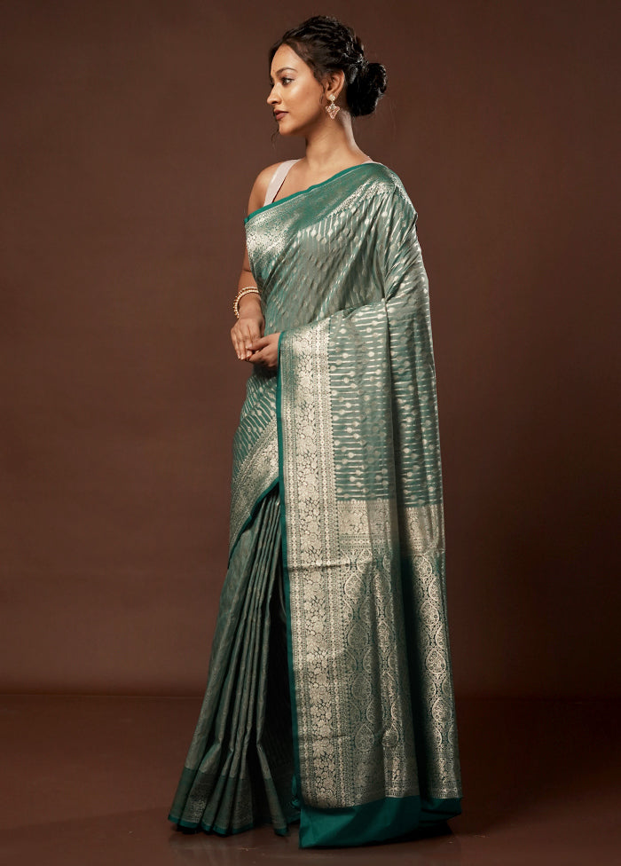 Green Uppada Silk Saree With Blouse Piece - Indian Silk House Agencies